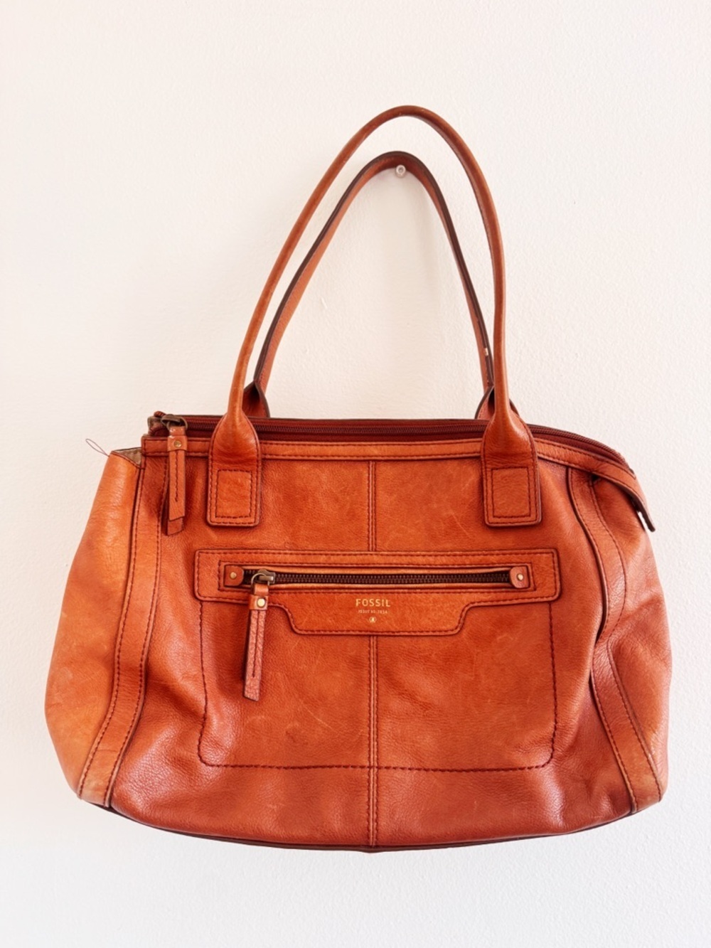 Fossil Cognac Brown Leather Shoulder Bag
